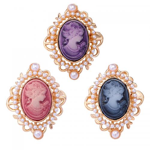Tibetan Style Brooches, with Plastic Pearl, plated, different styles for choice & for woman & enamel & with rhinestone, more colors for choice, Sold By PC