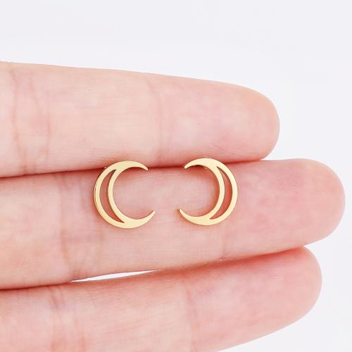 Stainless Steel Stud Earrings 304 Stainless Steel Moon plated for woman Sold By Bag