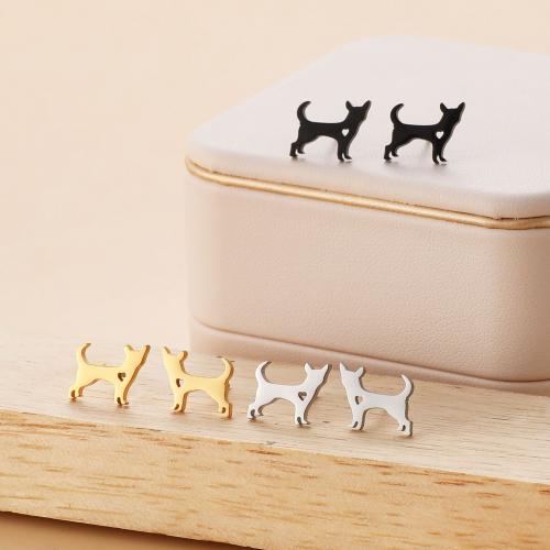 Stainless Steel Stud Earrings 304 Stainless Steel Dog plated for woman Sold By Bag
