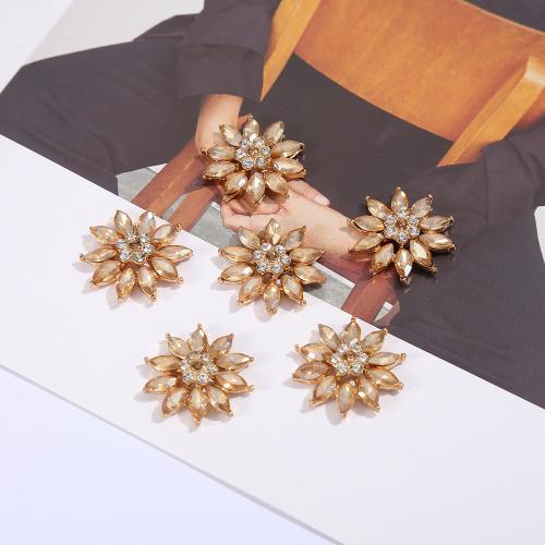 Hair Accessories DIY Findings Zinc Alloy Flower plated with rhinestone golden nickel lead & cadmium free 21mm Sold By PC