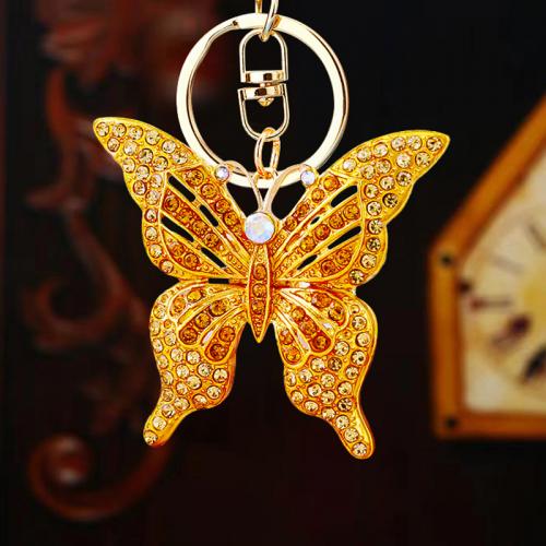Tibetan Style Key Clasp, Butterfly, plated, fashion jewelry & with rhinestone, more colors for choice, nickel, lead & cadmium free, 105x50x45mm, Sold By PC