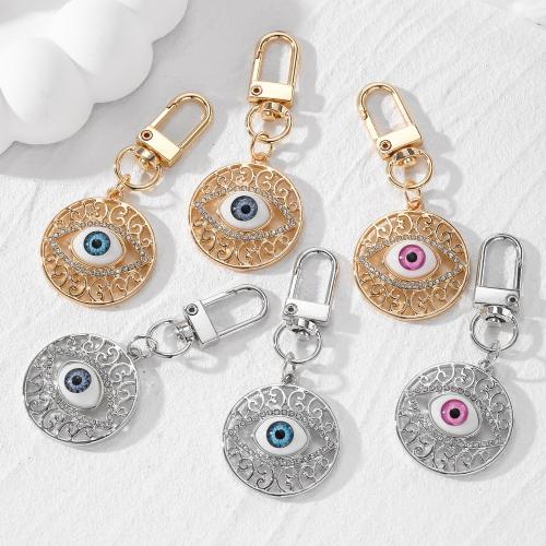Tibetan Style Key Clasp, with Resin, Evil Eye, plated, fashion jewelry & with rhinestone, more colors for choice, nickel, lead & cadmium free, 30x70mm, Sold By PC