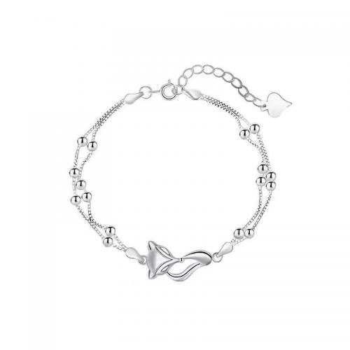 Bracelets en laiton, avec 3CM chaînes de rallonge, Placage, pour femme, couleur platine, Longueur Environ 16.5 cm, Vendu par PC