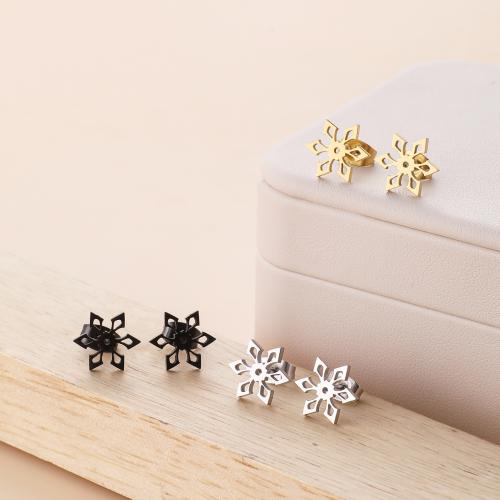Stainless Steel Stud Earrings 304 Stainless Steel Snowflake Vacuum Ion Plating fashion jewelry & for woman & hollow Sold By Bag