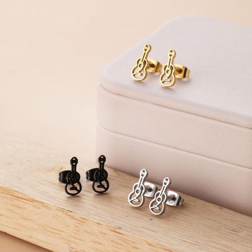 Stainless Steel Stud Earrings 304 Stainless Steel Musical Instrument Vacuum Ion Plating fashion jewelry & for woman & hollow Sold By Bag