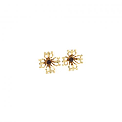 Cubic Zirconia Micro Pave Brass Earring Flower 18K gold plated fashion jewelry & micro pave cubic zirconia & for woman & hollow nickel lead & cadmium free Sold By Pair