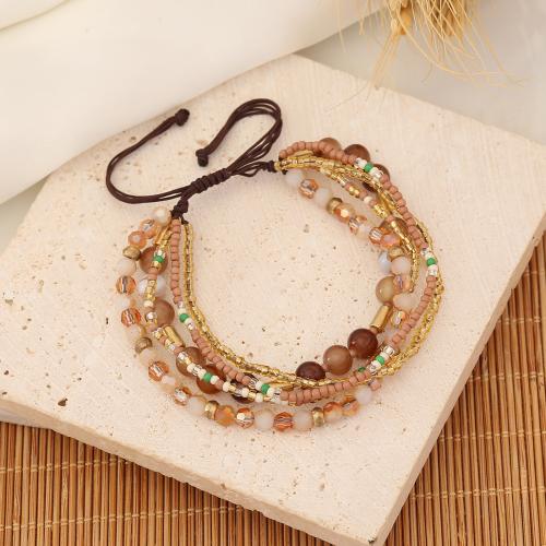 Glass Beads Bracelet, Seedbead, with Crystal, Length Adjustable & fashion jewelry & different styles for choice & for woman & enamel, nickel, lead & cadmium free, Length:Approx 25 cm, Sold By Set