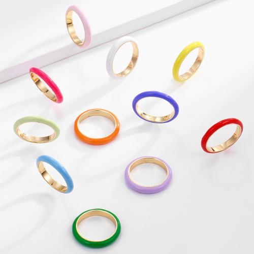 Zinklegering ringen, Zinc Alloy, plated, voor vrouw & glazuur, meer kleuren voor de keuze, Maat:5, Verkocht door PC