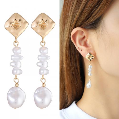Tibetan Style Drop Earrings, with Plastic Pearl, plated, different styles for choice & for woman, golden, Sold By Pair