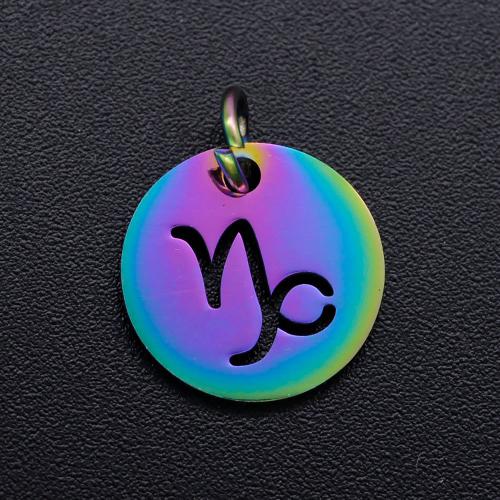 Titanium Steel Pendants 12 Signs of the Zodiac Vacuum Ion Plating DIY Approx Sold By Bag