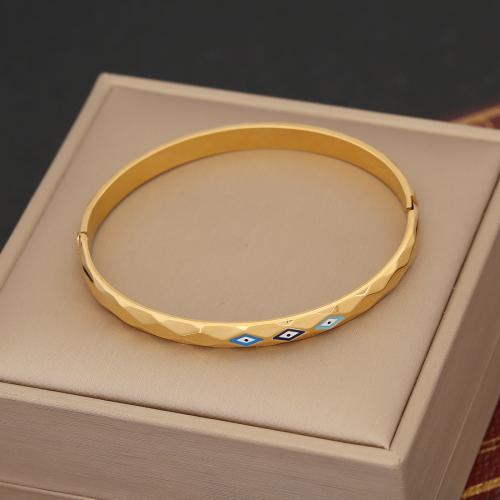 304 Stainless Steel Bangle gold color plated & for woman & enamel & with rhinestone Inner Approx Sold By PC