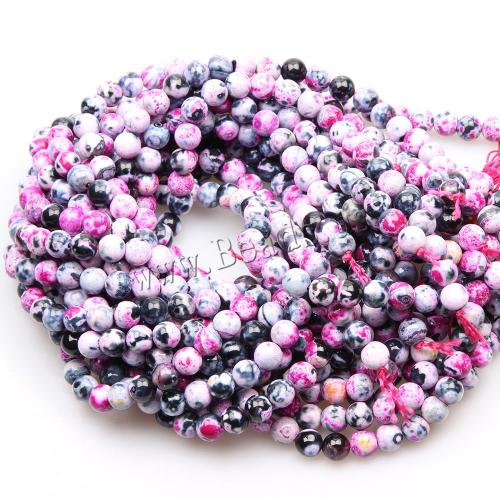 Achat Perlen, Feuerachat, rund, poliert, DIY & verschiedene Größen vorhanden, Fuchsia, verkauft von Strang
