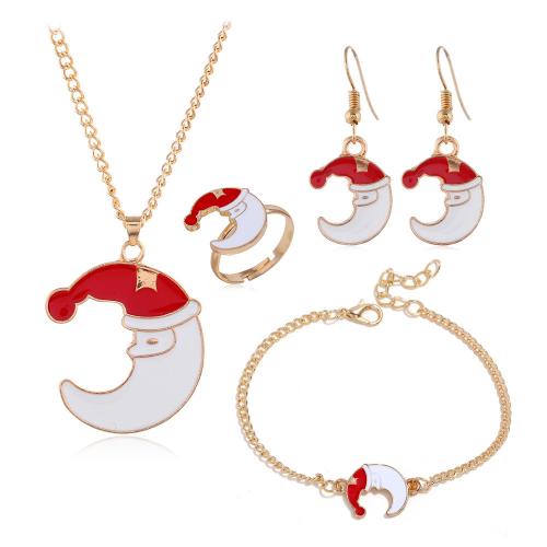 Zinc Alloy Jewelry Sets finger ring & bracelet & earring & necklace Moon 4 pieces & for woman & enamel nickel lead & cadmium free Sold By Set