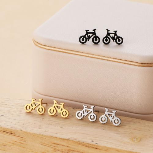 Stainless Steel Stud Earrings 304 Stainless Steel Bike plated for woman Sold By Bag