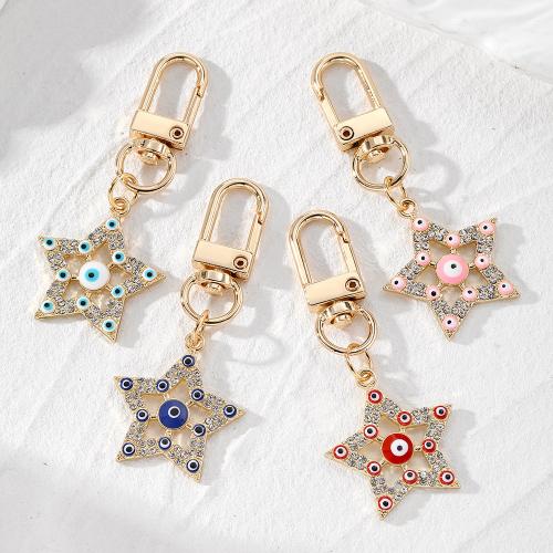 Zinc Alloy Key Clasp with Resin Star plated fashion jewelry & enamel & with rhinestone nickel lead & cadmium free Sold By PC