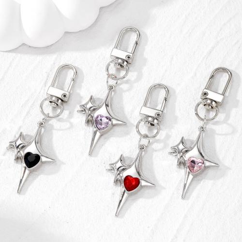 Zinc Alloy Key Clasp Cross plated fashion jewelry & with rhinestone nickel lead & cadmium free Sold By PC