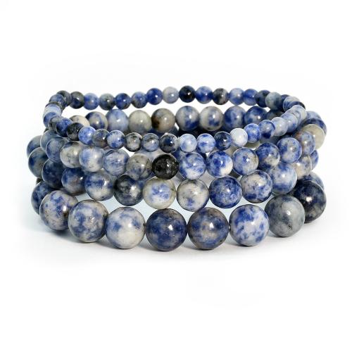 Pulseiras de pedras preciosas, Blue Speckle Stone, with fio elástico, feito à mão, joias de moda & tamanho diferente para a escolha & para mulher, comprimento Aprox 7.08-7.28 inchaltura, vendido por PC