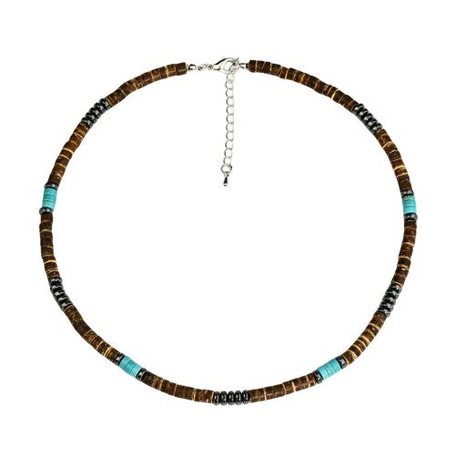 Fashion Necklace Jewelry Coco with turquoise & Hematite with 2 Inch extender chain handmade fashion jewelry & for man Length Approx 18.5 Inch Sold By PC