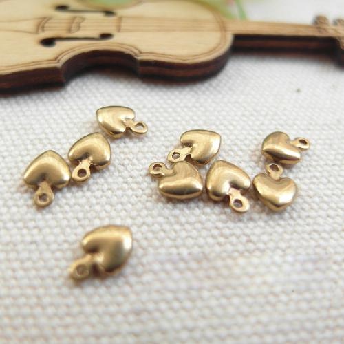 Brass Heart Pendants plated DIY golden Sold By PC