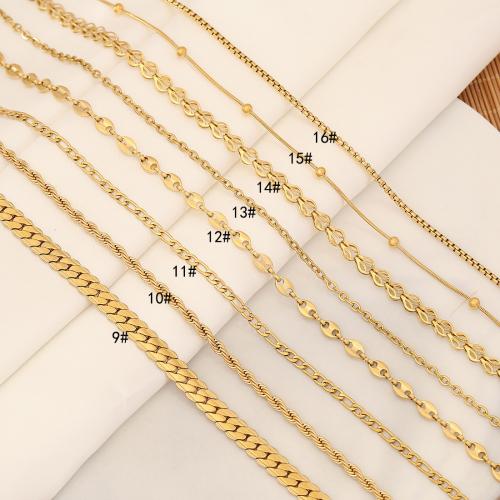 Нержавеющая сталь 304 Ожерелье, плакирован золотом, разные стили для выбора & Женский, продается PC