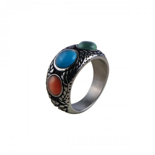 Stainless Steel Finger Ring 304 Stainless Steel with Cats Eye fashion jewelry & for man Sold By PC