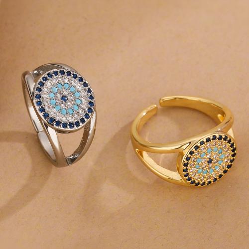 Evil Eye sieraden vinger ring, Messing, gold plated, micro pave zirconia & voor vrouw, meer kleuren voor de keuze, nikkel, lood en cadmium vrij, Verkocht door PC