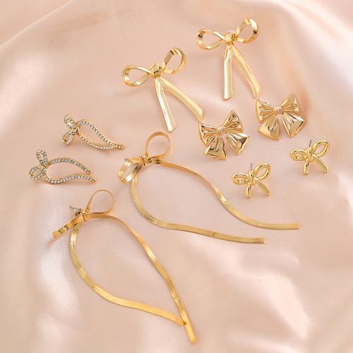 Zinc Alloy Jewelry Sets Bowknot plated fashion jewelry & for woman nickel lead & cadmium free Sold By Set