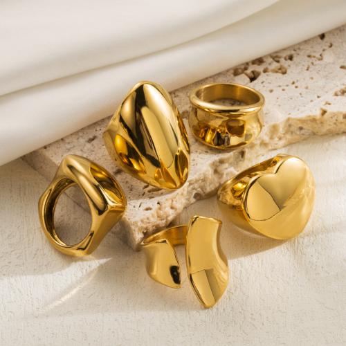 Prst prsten od inoxa, 304 nehrđajućeg čelika, 18K pozlaćeno, modni nakit & različite veličine za izbor & različitih stilova za izbor & za žene, nikal, olovo i kadmij besplatno, Prodano By PC