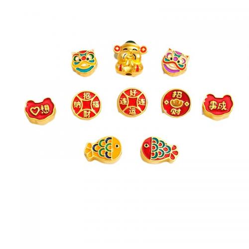Zinc Alloy Jewelry Beads plated DIY & enamel golden Sold By PC