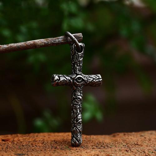 Stainless Steel Cross Pendants 304 Stainless Steel polished vintage & DIY & evil eye pattern Sold By PC