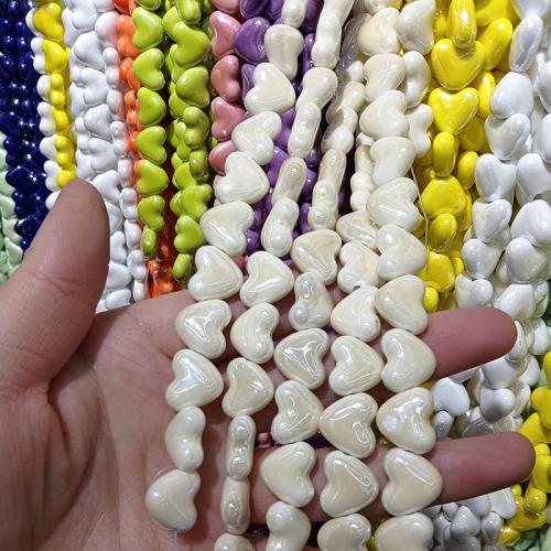 Porcelæn smykker perler, Heart, du kan DIY, flere farver til valg, 14mm, 23pc'er/Strand, Solgt af Strand