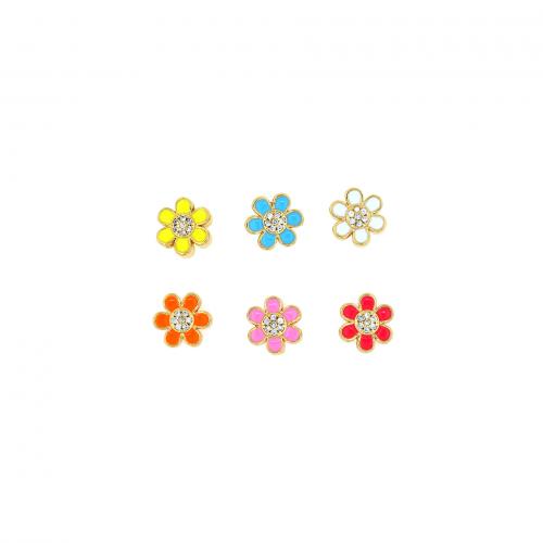 Kubisk Zirconia Micro Pave Messing Perler, Flower, 18K forgyldt, mode smykker & du kan DIY & Micro Pave cubic zirconia & emalje, flere farver til valg, nikkel, bly & cadmium fri, 11.40x13.70x6.70mm, Solgt af PC