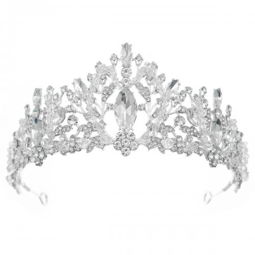 Bridal Tiaras Zinc Alloy silver color plated for woman & with rhinestone nickel lead & cadmium free Sold By PC