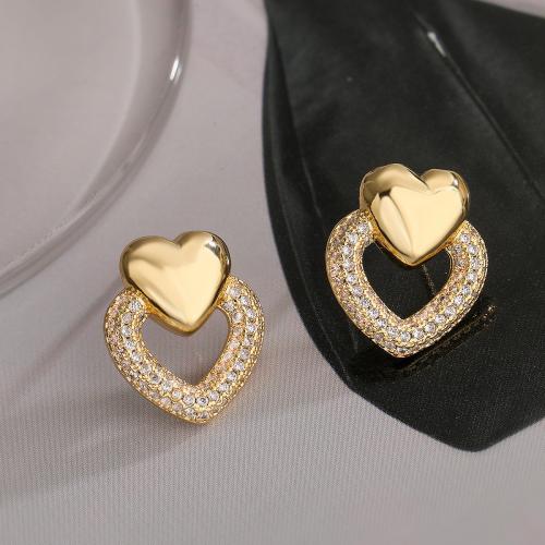 Cubic Zirconia Micro Pave Brass Earring gold color plated & micro pave cubic zirconia nickel lead & cadmium free Sold By Pair