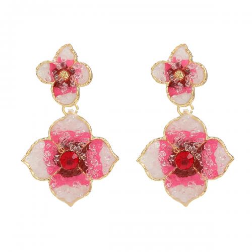 Zinc Alloy Stud Earring with Resin Flower fashion jewelry & for woman & enamel nickel lead & cadmium free Sold By Pair