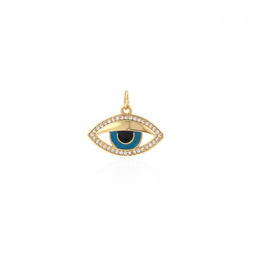 Evil Eye Pendants Brass 18K gold plated fashion jewelry & DIY & micro pave cubic zirconia & enamel mixed colors nickel lead & cadmium free Sold By PC