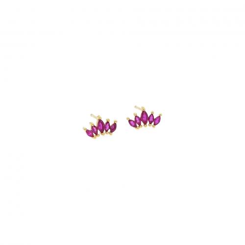 Цирконий Micro Pave латунь Серьги, Латунь, 18K позолоченный, ювелирные изделия моды & инкрустированное микро кубического циркония & Женский, Много цветов для выбора, не содержит никель, свинец, 9.60x5.80x14.10mm, продается Пара