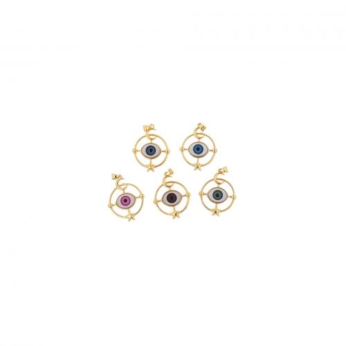 Evil Eye Pendants Brass 18K gold plated fashion jewelry & DIY & enamel & hollow nickel lead & cadmium free Sold By PC