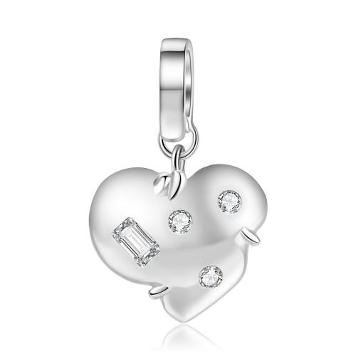 Cubic Zirconia Micro Pave 925 Sterling Silver Pendant Heart DIY & micro pave cubic zirconia nickel lead & cadmium free Sold By PC