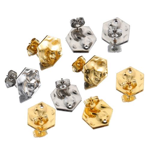 Stainless Steel Earring Stud Component 304 Stainless Steel Hexagon DIY 12mm Sold By Bag