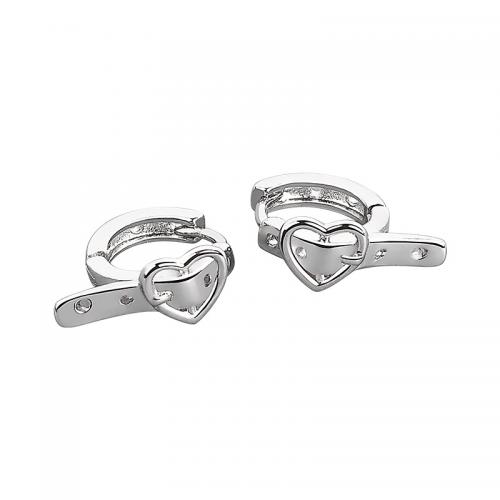 Brass Huggie Hoop Earring Heart platinum color plated fashion jewelry & for woman nickel lead & cadmium free Sold By PC