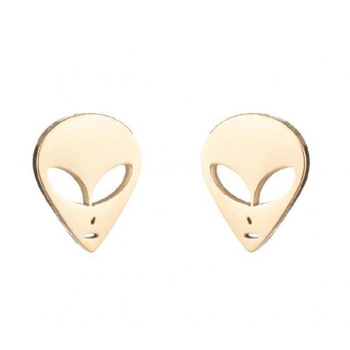 Stainless Steel Stud Earrings 304 Stainless Steel Alien plated for woman Sold By Pair
