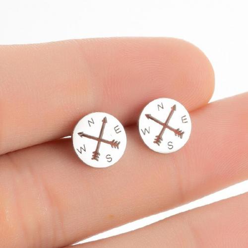 Stainless Steel Stud Earrings 304 Stainless Steel Round plated for woman 10mm Sold By Pair