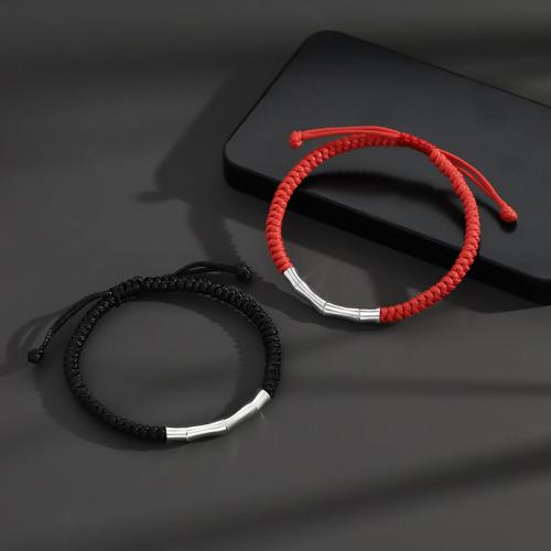 Zinc Alloy Bracelet with Wax Cord Bamboo silver color plated fashion jewelry & for man Length Approx 6-10 Inch Sold By PC