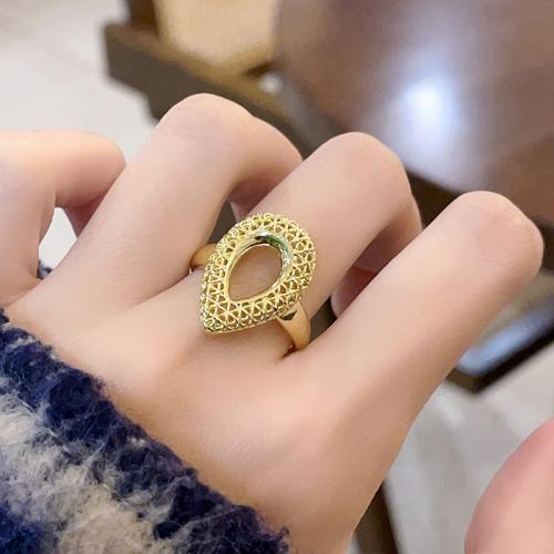 Brass Finger Ring 14K gold plated fashion jewelry & for woman & hollow nickel lead & cadmium free US Ring Sold By PC