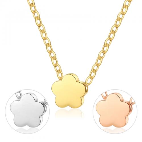 304 Stainless Steel Necklace with 5CM extender chain Flower plated for woman Length 45 cm Sold By PC
