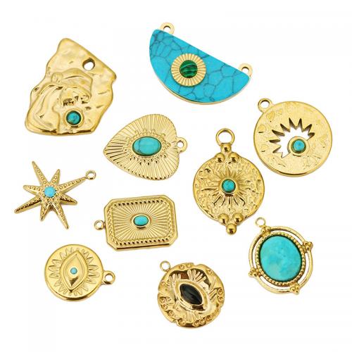 Stainless Steel Pendants 304 Stainless Steel with turquoise gold color plated DIY nickel lead & cadmium free Approx Sold By Bag