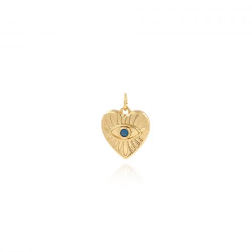 Evil Eye Pendants Brass Heart 18K gold plated fashion jewelry & DIY & micro pave cubic zirconia nickel lead & cadmium free Sold By PC