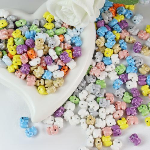 Porcelæn smykker perler, Elephant, ovntørrende lak, mode smykker & du kan DIY, flere farver til valg, 14x12x8mm, Ca. 100pc'er/Bag, Solgt af Bag
