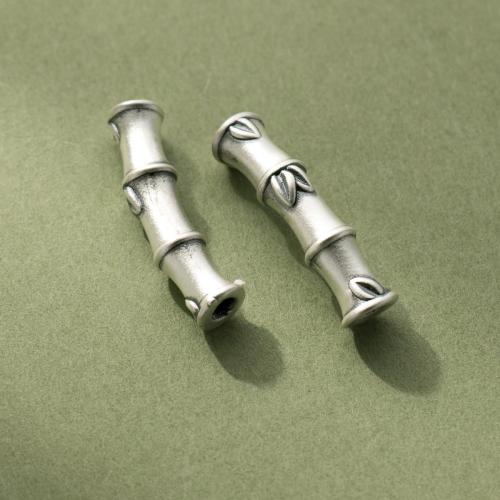 925 Sterling Silver zakrivljene cijevi kuglice, Bambus, možete DIY, nikal, olovo i kadmij besplatno, 6.50x27mm, Rupa:Približno 2.5mm, Prodano By PC